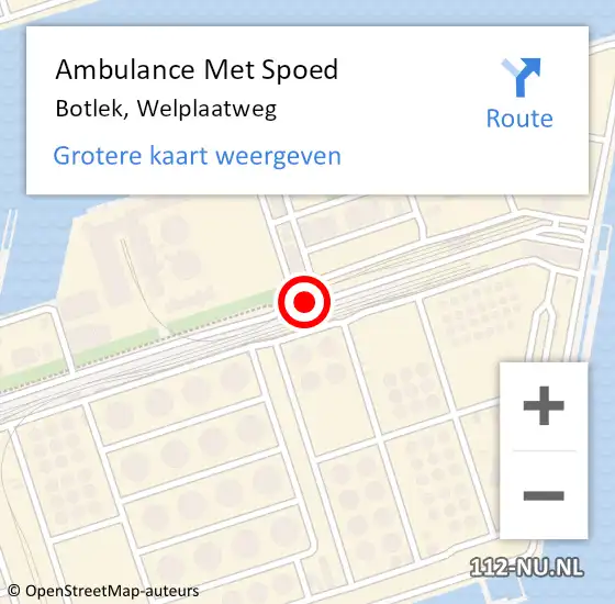 Locatie op kaart van de 112 melding: Ambulance Met Spoed Naar Botlek, Welplaatweg op 22 september 2014 12:27