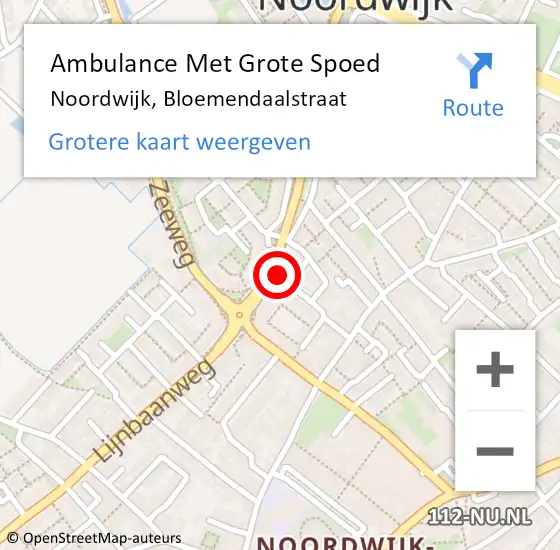 Locatie op kaart van de 112 melding: Ambulance Met Grote Spoed Naar Noordwijk, Bloemendaalstraat op 16 januari 2024 12:21