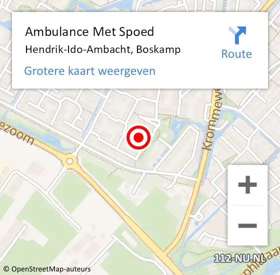 Locatie op kaart van de 112 melding: Ambulance Met Spoed Naar Hendrik-Ido-Ambacht, Boskamp op 16 januari 2024 12:21