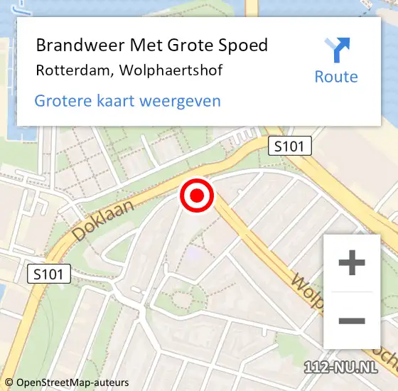 Locatie op kaart van de 112 melding: Brandweer Met Grote Spoed Naar Rotterdam, Wolphaertshof op 16 januari 2024 12:25