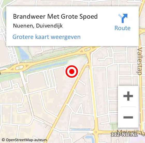 Locatie op kaart van de 112 melding: Brandweer Met Grote Spoed Naar Nuenen, Duivendijk op 16 januari 2024 12:34