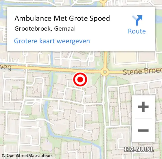 Locatie op kaart van de 112 melding: Ambulance Met Grote Spoed Naar Grootebroek, Gemaal op 16 januari 2024 12:41