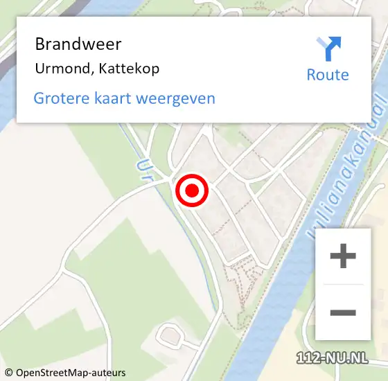 Locatie op kaart van de 112 melding: Brandweer Urmond, Kattekop op 22 september 2014 12:31