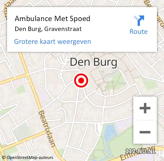 Locatie op kaart van de 112 melding: Ambulance Met Spoed Naar Den Burg, Gravenstraat op 16 januari 2024 12:46