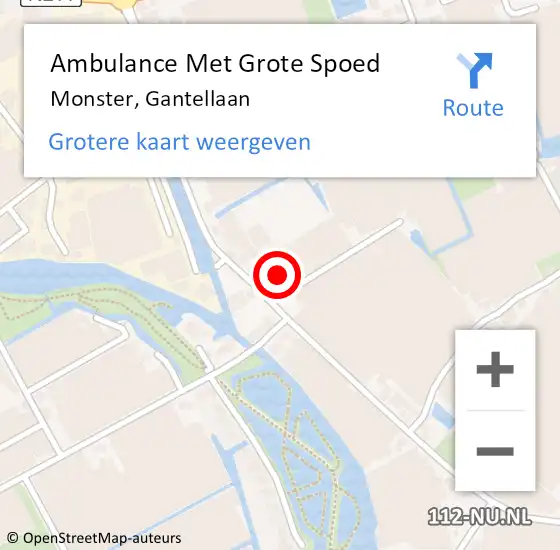 Locatie op kaart van de 112 melding: Ambulance Met Grote Spoed Naar Monster, Gantellaan op 16 januari 2024 12:46