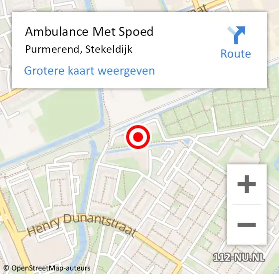 Locatie op kaart van de 112 melding: Ambulance Met Spoed Naar Purmerend, Stekeldijk op 16 januari 2024 12:50