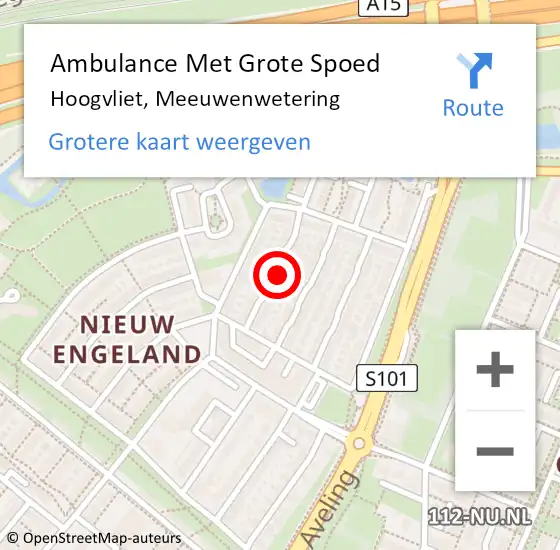 Locatie op kaart van de 112 melding: Ambulance Met Grote Spoed Naar Hoogvliet, Meeuwenwetering op 16 januari 2024 13:21