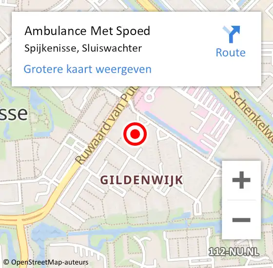 Locatie op kaart van de 112 melding: Ambulance Met Spoed Naar Spijkenisse, Sluiswachter op 16 januari 2024 13:26