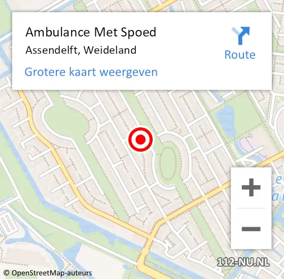 Locatie op kaart van de 112 melding: Ambulance Met Spoed Naar Assendelft, Weideland op 16 januari 2024 13:55