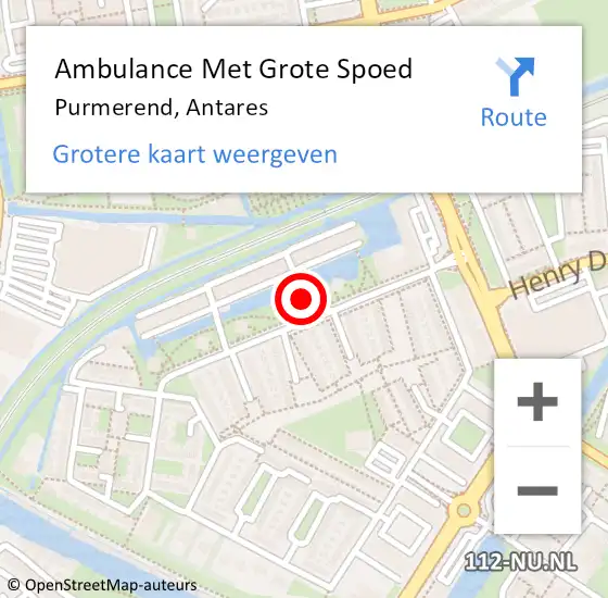 Locatie op kaart van de 112 melding: Ambulance Met Grote Spoed Naar Purmerend, Antares op 16 januari 2024 14:03