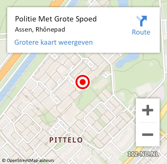 Locatie op kaart van de 112 melding: Politie Met Grote Spoed Naar Assen, Rhônepad op 16 januari 2024 14:16