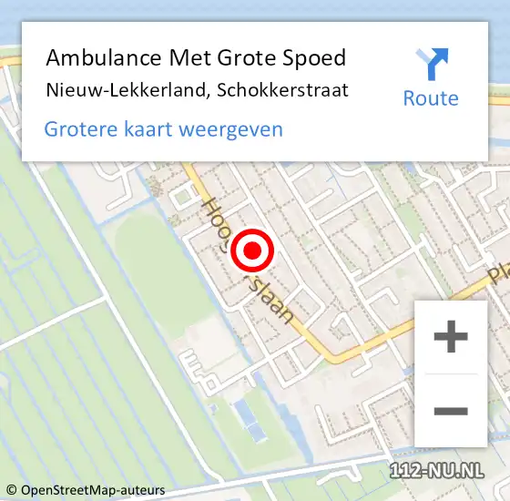 Locatie op kaart van de 112 melding: Ambulance Met Grote Spoed Naar Nieuw-Lekkerland, Schokkerstraat op 16 januari 2024 14:23