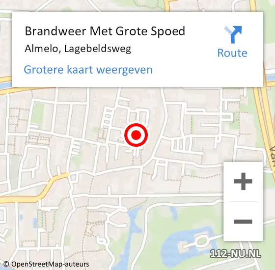 Locatie op kaart van de 112 melding: Brandweer Met Grote Spoed Naar Almelo, Lagebeldsweg op 16 januari 2024 14:34