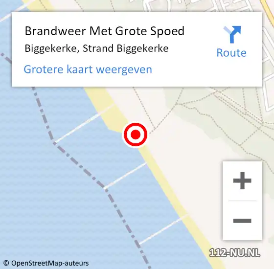 Locatie op kaart van de 112 melding: Brandweer Met Grote Spoed Naar Biggekerke, Strand Biggekerke op 16 januari 2024 14:53