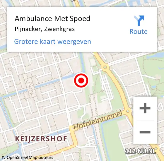 Locatie op kaart van de 112 melding: Ambulance Met Spoed Naar Pijnacker, Zwenkgras op 16 januari 2024 14:53