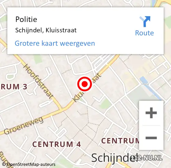 Locatie op kaart van de 112 melding: Politie Schijndel, Kluisstraat op 16 januari 2024 15:12