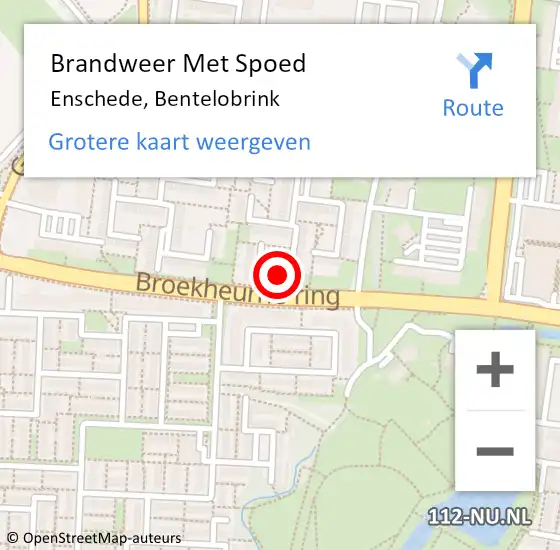 Locatie op kaart van de 112 melding: Brandweer Met Spoed Naar Enschede, Bentelobrink op 16 januari 2024 15:17