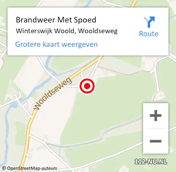 Locatie op kaart van de 112 melding: Brandweer Met Spoed Naar Winterswijk Woold, Wooldseweg op 22 september 2014 12:49