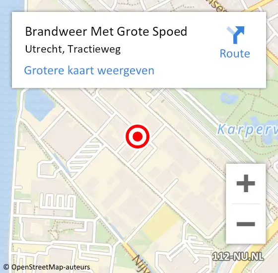 Locatie op kaart van de 112 melding: Brandweer Met Grote Spoed Naar Utrecht, Tractieweg op 16 januari 2024 15:38