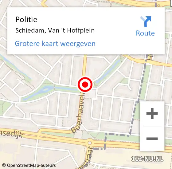 Locatie op kaart van de 112 melding: Politie Schiedam, Van 't Hoffplein op 16 januari 2024 15:39