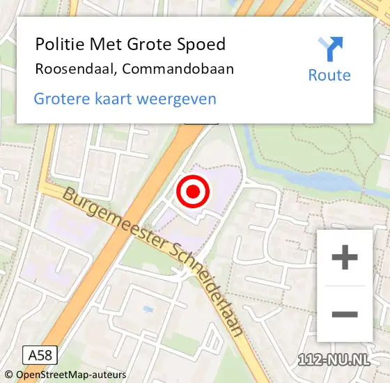 Locatie op kaart van de 112 melding: Politie Met Grote Spoed Naar Roosendaal, Commandobaan op 16 januari 2024 15:40