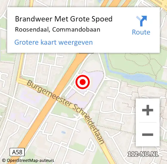 Locatie op kaart van de 112 melding: Brandweer Met Grote Spoed Naar Roosendaal, Commandobaan op 16 januari 2024 15:41