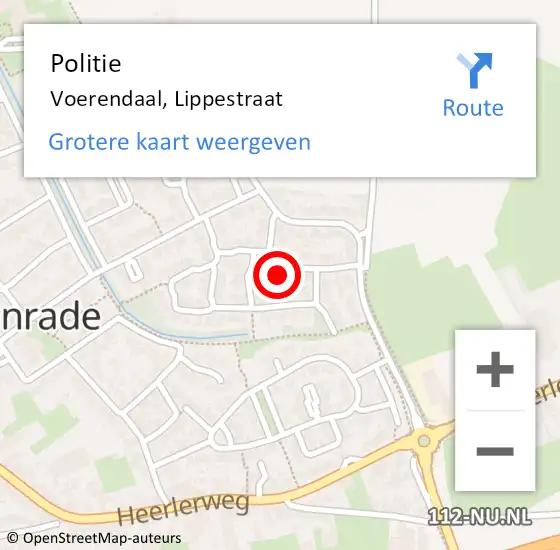 Locatie op kaart van de 112 melding: Politie Voerendaal, Lippestraat op 16 januari 2024 15:41