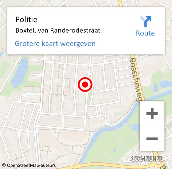 Locatie op kaart van de 112 melding: Politie Boxtel, van Randerodestraat op 16 januari 2024 15:51