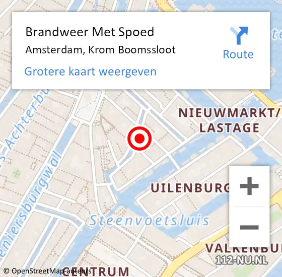 Locatie op kaart van de 112 melding: Brandweer Met Spoed Naar Amsterdam, Krom Boomssloot op 16 januari 2024 16:10