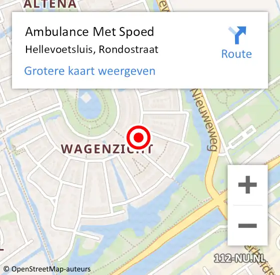 Locatie op kaart van de 112 melding: Ambulance Met Spoed Naar Hellevoetsluis, Rondostraat op 16 januari 2024 16:39