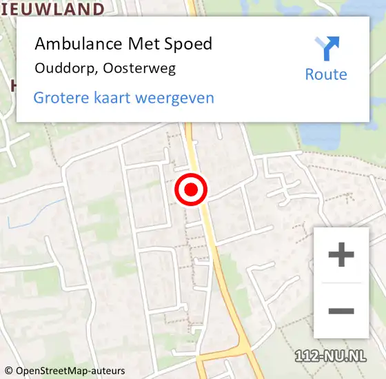 Locatie op kaart van de 112 melding: Ambulance Met Spoed Naar Ouddorp, Oosterweg op 16 januari 2024 16:55