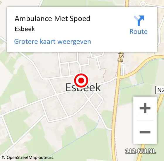 Locatie op kaart van de 112 melding: Ambulance Met Spoed Naar Esbeek op 16 januari 2024 16:56
