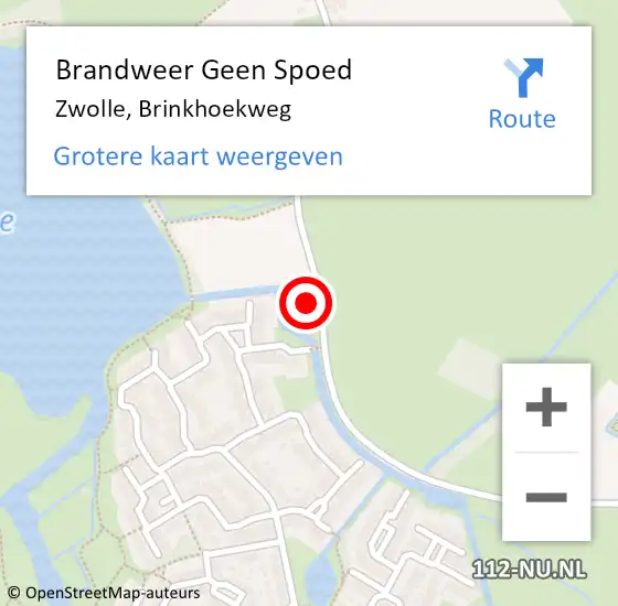 Locatie op kaart van de 112 melding: Brandweer Geen Spoed Naar Zwolle, Brinkhoekweg op 16 januari 2024 17:05