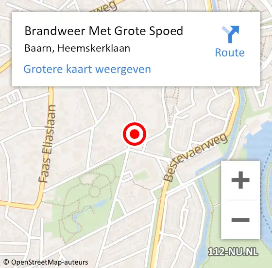 Locatie op kaart van de 112 melding: Brandweer Met Grote Spoed Naar Baarn, Heemskerklaan op 16 januari 2024 17:05