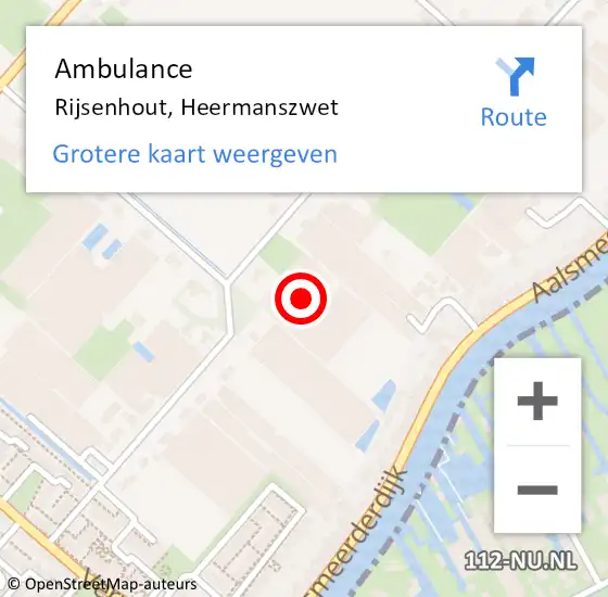 Locatie op kaart van de 112 melding: Ambulance Rijsenhout, Heermanszwet op 16 januari 2024 17:14