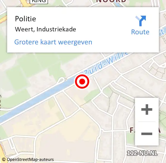 Locatie op kaart van de 112 melding: Politie Weert, Industriekade op 16 januari 2024 17:45