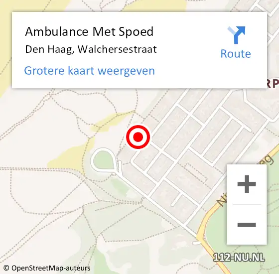 Locatie op kaart van de 112 melding: Ambulance Met Spoed Naar Den Haag, Walchersestraat op 16 januari 2024 17:56