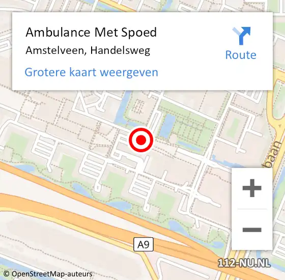 Locatie op kaart van de 112 melding: Ambulance Met Spoed Naar Amstelveen, Handelsweg op 16 januari 2024 18:01