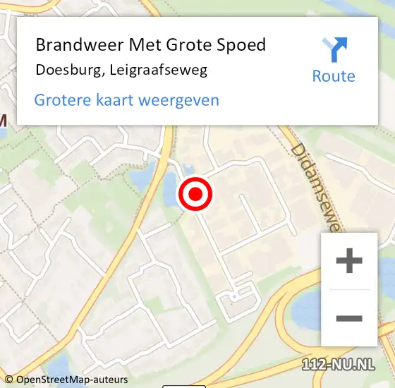 Locatie op kaart van de 112 melding: Brandweer Met Grote Spoed Naar Doesburg, Leigraafseweg op 16 januari 2024 18:28