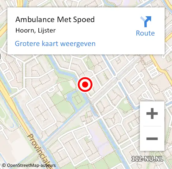 Locatie op kaart van de 112 melding: Ambulance Met Spoed Naar Hoorn, Lijster op 16 januari 2024 18:41