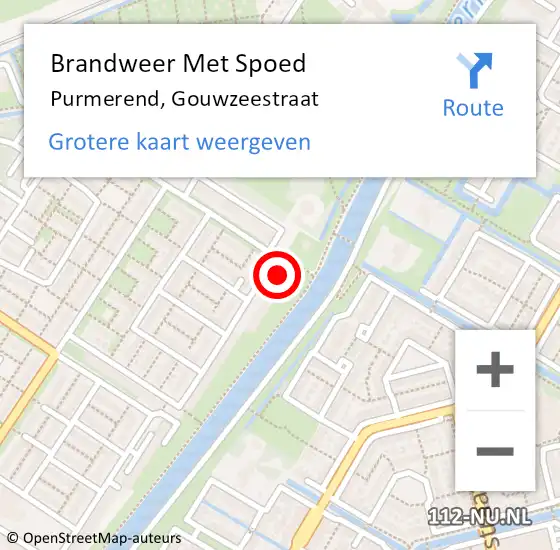 Locatie op kaart van de 112 melding: Brandweer Met Spoed Naar Purmerend, Gouwzeestraat op 16 januari 2024 18:43