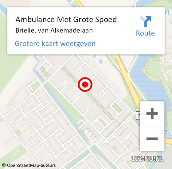 Locatie op kaart van de 112 melding: Ambulance Met Grote Spoed Naar Brielle, van Alkemadelaan op 16 januari 2024 18:57