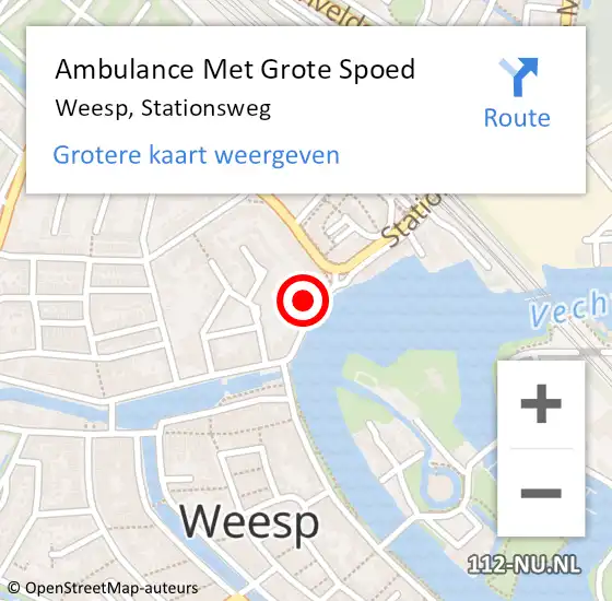 Locatie op kaart van de 112 melding: Ambulance Met Grote Spoed Naar Weesp, Stationsweg op 16 januari 2024 18:59