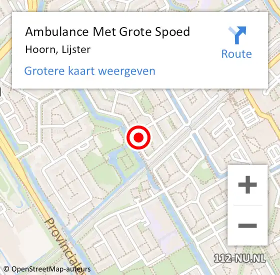 Locatie op kaart van de 112 melding: Ambulance Met Grote Spoed Naar Hoorn, Lijster op 16 januari 2024 19:00