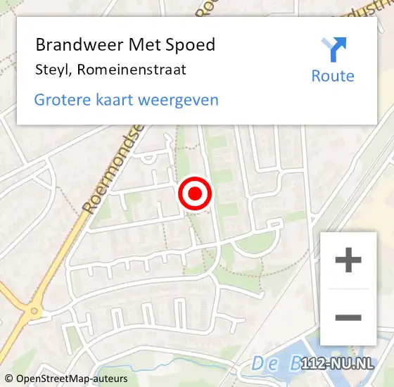 Locatie op kaart van de 112 melding: Brandweer Met Spoed Naar Steyl, Romeinenstraat op 16 januari 2024 19:27