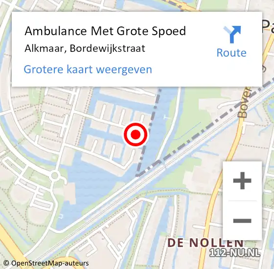 Locatie op kaart van de 112 melding: Ambulance Met Grote Spoed Naar Alkmaar, Bordewijkstraat op 16 januari 2024 19:34
