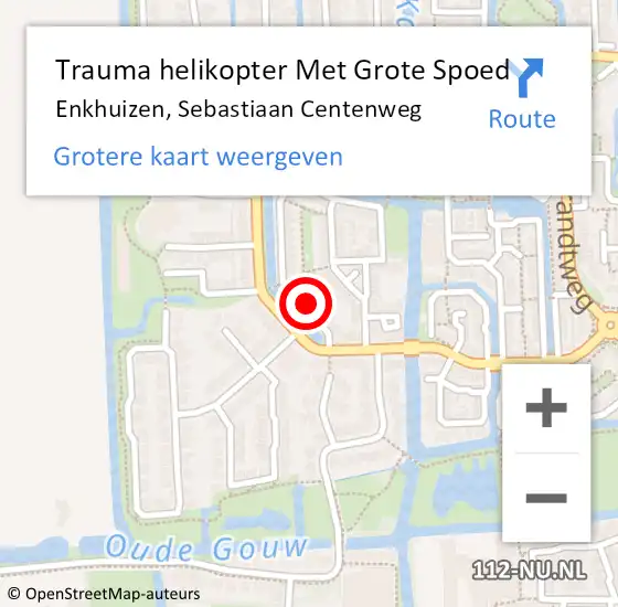 Locatie op kaart van de 112 melding: Trauma helikopter Met Grote Spoed Naar Enkhuizen, Sebastiaan Centenweg op 16 januari 2024 19:44