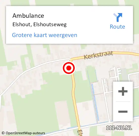 Locatie op kaart van de 112 melding: Ambulance Elshout, Elshoutseweg op 22 september 2014 13:10