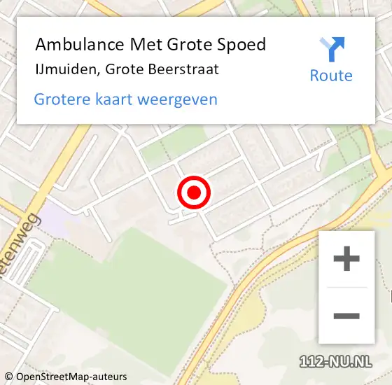 Locatie op kaart van de 112 melding: Ambulance Met Grote Spoed Naar IJmuiden, Grote Beerstraat op 16 januari 2024 20:33