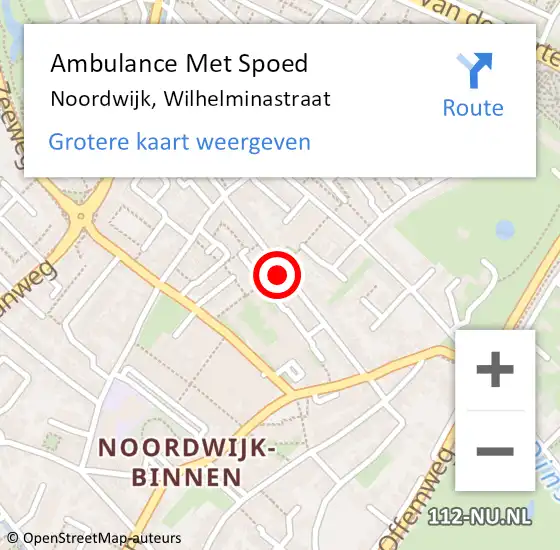 Locatie op kaart van de 112 melding: Ambulance Met Spoed Naar Noordwijk, Wilhelminastraat op 16 januari 2024 21:00